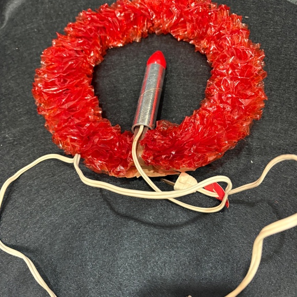 1950s Holiday Sparkling Red Cellophane Lighted 10" Wreath - Picture 2 of 4